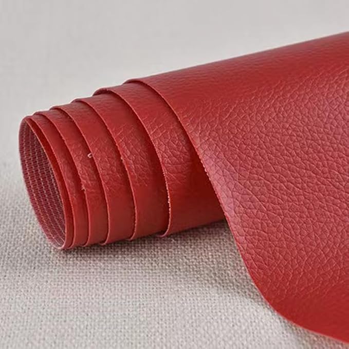 Self Adhesive Leather Repair Patch,Leather Repair Patch Tape Kit,Vinyl Repair Patches Waterproof for Couches,Furniture,Kitchen Cabinets,Car Seats (Red,9.84"×23.62")