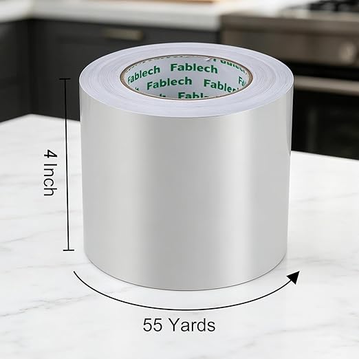 Aluminum Foil Tape,3.2mil Thick, 4 Inch Wide x 55 Yards (165ft), Heavy Duty Waterproof & High Temperature Resistant, for HVAC Duct Sealing, Metal Repair & Insulation