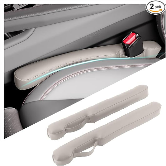 Aokdom 2026 2PCS Upgraded Car Seat Gap Filler with Fixing Ring,Elastic Car Gap Filler to Avoid Dropping Cell Phones/Keys,Essential Cars Gaps Seat Fillers Cars Accessories (Light Beige)