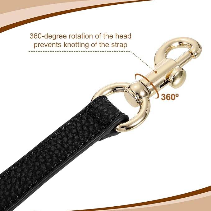 uxcell 19.29 Inch PU Leather Short Bag Strap with Clasp, Purse Handles Handbags Replacement Straps for Clutch Bag Underarm Bags, Black, Gold Buckle