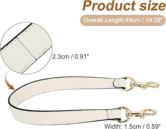 uxcell 19.29 Inch PU Leather Short Bag Strap with Clasp, Purse Handles Handbags Replacement Straps for Clutch Bag Underarm Bags, Beige, Gold Buckle