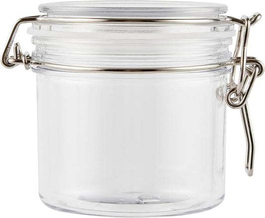 Restaurantware Food Container 2 Count 11.9 oz Plastic Airtight HInged Lid Jar Storage Canister Clear Wide Mouth