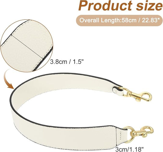 uxcell 22.83 Inch PU Leather Short Bag Strap with Clasp, Purse Handles Handbags Replacement Straps for Clutch Bag Crossbody Underarm Bags, Beige, Light Gold Buckle