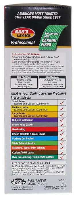 Bar's Leaks HG-1 HEAD SEAL Blown Head Gasket Repair