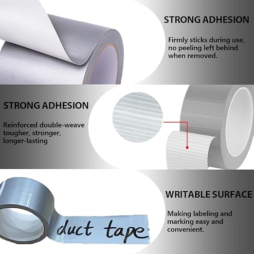 Silver Heavy Duty Duct Tape 2 Inch x 30 Yard – Strong Adhesive, Waterproof, Easy Tear, No Residue, Ideal for Sealing, Patching & Repairs Indoors or Outdoors