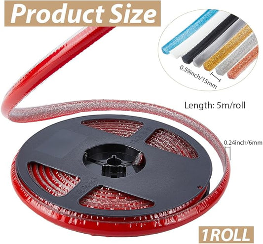 GORGECRAFT 5.5 Yard Caulk Strip Self Adhesive 0.6 Inch Blue Corner Ceramic Tile Waterproof Peel and Stick Tape Roll Flexible Triangle Molding Trim Sealing Gap Tape for Shower Bathtub Bathroom Toilet