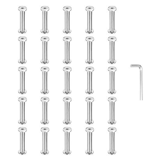 PATIKIL M5x5mm Hex Chicago Screws 6x30mm, 20Pcs 304 Stainless Steel Metric Hex Drive Socket Cap Binding Post Screw Posts for Scrapbook Leather Belt Album Furniture Repair, Silver