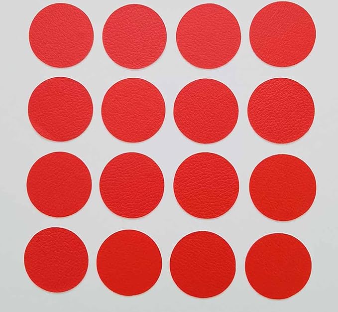 Round Leather Repair Patch for Furniture, Tape Self Adhesive for Couches Car Seat Sofa Jackets Handbags (OneSize,Red 01)