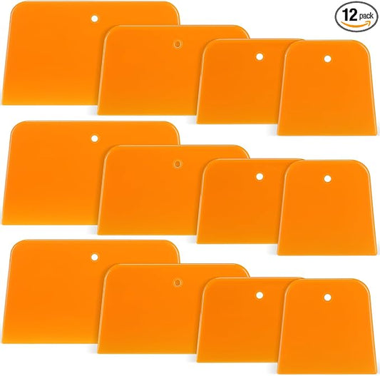 Frienda Body Filler Spreaders Automotive Body Fillers Plastic Auto Spreader Auto Body Spreader for Applying Fillers Putties Glazes Caulks and Paint (12, 4 Sizes)