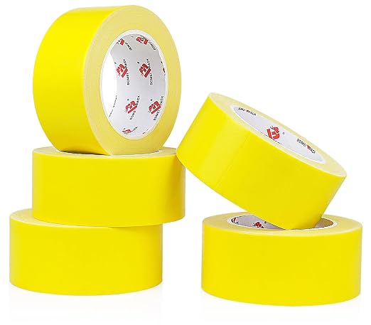 BOMEI PACK Yellow Duct Tape Heavy Dudy,9 Mil Thickness,2 Inches x 30 Yards,Strong Industrial Strength,Flexible,No Residue,Waterproof and Tear by Hand,Multi-Use for Indoor & Outdoor Repairs (5)