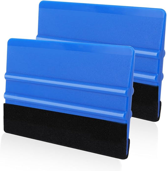 WRAPXPERT Blue Felt Squeegee,2 Pcs Squeegee for Vinyl,Medium Hardness Vinyl Squeegees Scraper Tool Kit for Crafts Car Wrap Window Tint Wallpaper Glass Film Application