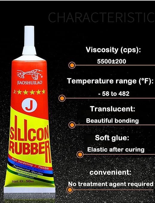 Silicone Glue,Clear Silicone Adhesive for Silicone Rubber Waterproof,Instant,Heat Resisting,Liquid Silicone Sealant Super Glue for Plastic,Metal,Wood,Electronic Components,TPU TPR TPE,50ml