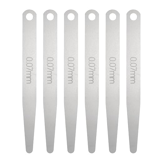 HARFINGTON 6pcs Metric Thickness Feeler Gauge 0.07mm Single Blade Oval Feeler Gauge 304 Stainless Steel Gap Measuring Tool for Repair Valve Guitar Spark Plug