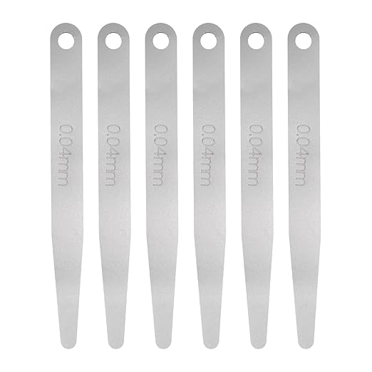 HARFINGTON 6pcs Metric Thickness Feeler Gauge 0.04mm Single Blade Oval Feeler Gauge 304 Stainless Steel Gap Measuring Tool for Repair Valve Guitar Spark Plug