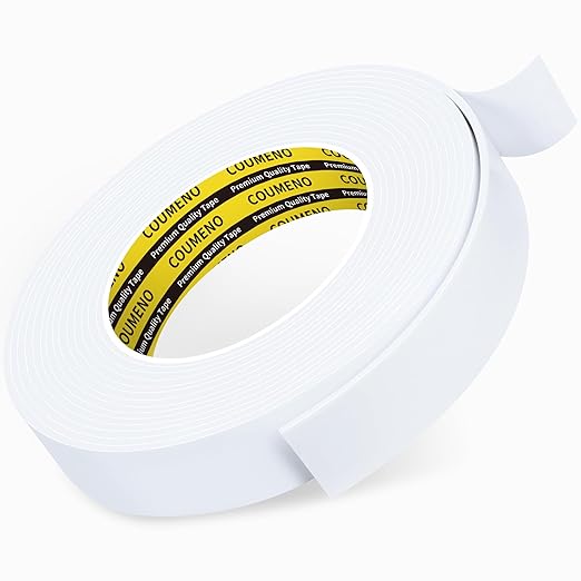 Single-Sided Adhesive EVA Foam Tape 1in x16.4FT, White Foam Weather Stripping, Foam Insulation Tape, Door Window Foam Seal Strip, Waterproof Soundproof Gap Filler Exterior Garage Door