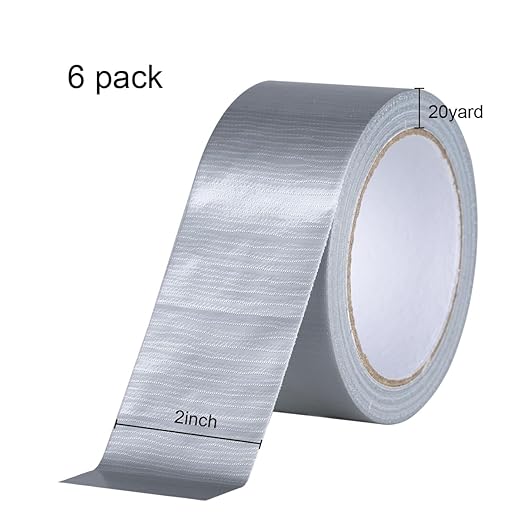 XUXU 6 Pack Duct Tape Heavy Duty Waterproof Strong Adhesive Silver Duct Tape Bulk for Indoor Outdoor Repairs Tear by Hand 120 Yards x 2 Inch Total