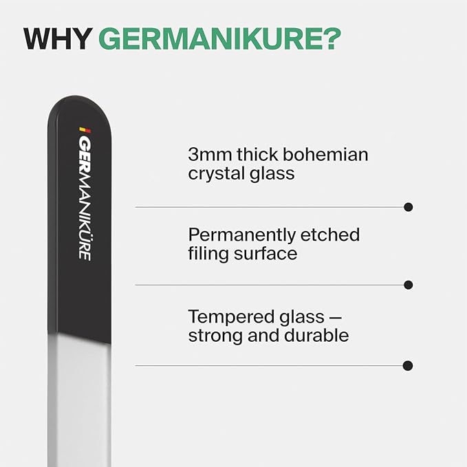 4pcs Manicure Set Genuine Czech Crystal Black Glass Nail File Moon File Manicure Stick Pedicure Foot Care Bar in Yellow Suede by GERmanikure