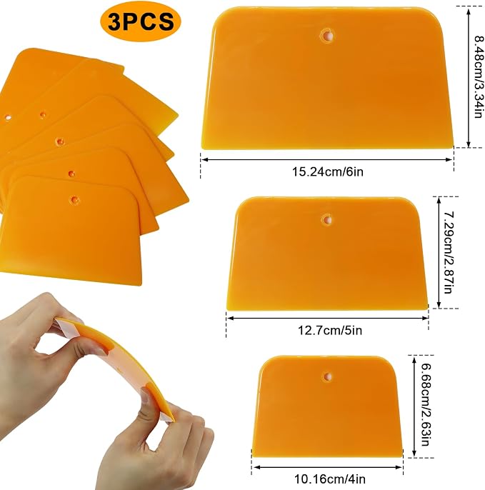 Body Filler Spreaders, Plastic Spreader,4, 5, 6 Inch Reusable Automotive Body Fillers Hard for Applying Fillers, Putties, Glazes, Caulks and Paint (3)