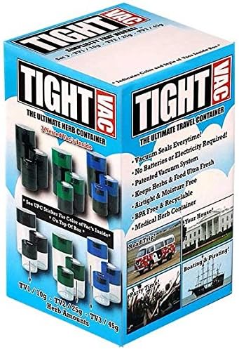 Tightvac Set of 3 - Patented Airtight Container | Multi-use Vacuum Container Works as Smell Proof Containers for Herbs and Dry Goods. Green Caps and Clear Bodies