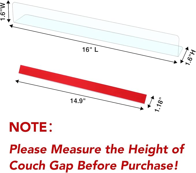 RowinsyDD 8 Pack Toy Blocker for Furniture, Clear Under Couch Blocker, Stop Things Going Under Sofa or Bed, 16" L x 1.6" H, Adjustable Gap Bumper for Furniture with Strong Tape