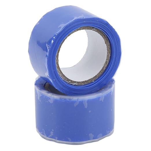 Self Fusing Silicone Tape, Waterproof Insulation Adhesive Tape, 2 Rolls 1.5m x 2.5cm - Heat, Easy Tear, Durable Pipe and Hose Repair Solution (Blue)