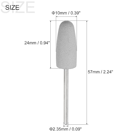 uxcell 3pcs 150 Grits Abrasive Mounted Stone 2.35mm Shank 2/5"(10mm) Dia Conical Heads Stone Grinding and Polishing Wheels for Nail Polishing