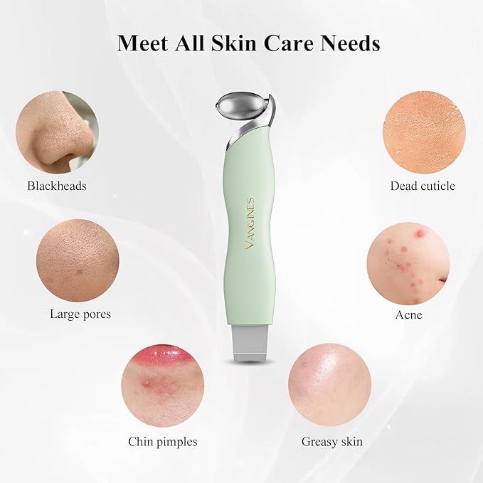 Blackhead Remover Tool with Ice Roller, Stainless Steel Face Scraper, Skin Scrubber Face Spatula for Deep Cleansing, 3-in-1 Skin Care Tool with 2 Silicone Brush Heads (Sage Mist)