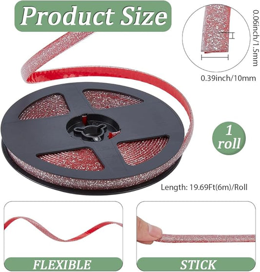 GORGECRAFT 6.56 Yard Self Adhesive Caulk Tape 0.4 Inch Silver Waterproof Caulking Strip Peel and Stick Roll Moulding Trim Strip Sealing Sealant Tape for Stove Sink Bathroom Corner Ceramic Tile Edge