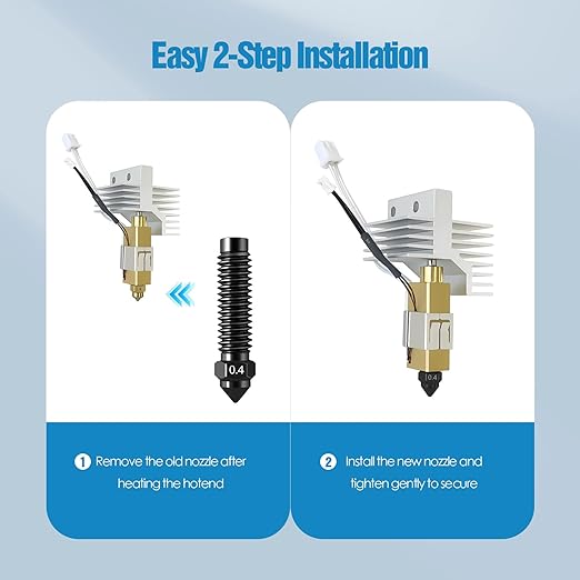 Nozzles for Elegoo Centauri Carbon (5-Pack) 0.4mm Hardened Steel Nozzle Kit Wear-Resistant & High-Temperature, 3D Printer Extruder Hotend Accessories