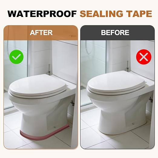 uxcell Caulk Tape Waterproof, 1.5 Inch x 10.5 ft Self-Adhesive Sealant Sealing Strip Caulking Sealant Tape PVC with Tool for Kitchen Sink Toilet Bathroom Bathtub Floor, Brown