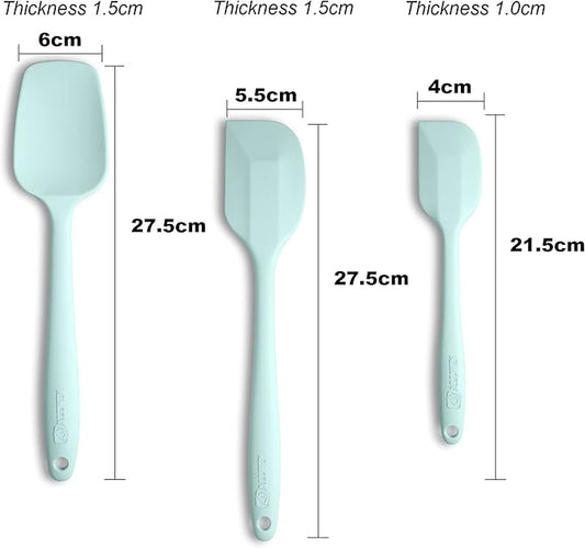 Silicone Spatula 3‑Piece Set Heat Resistant 600°F Non‑Stick Rubber Spatulas with Stainless Steel Core ALLWIN HOUSEWARE Large Spatula, Spoonula & Mini Spatula for Cooking & Baking, Macaron Navy
