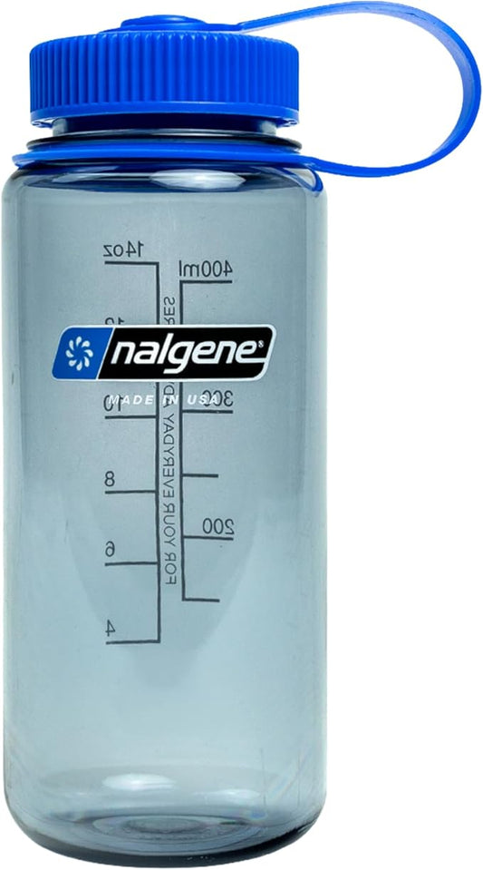 Nalgene 16 oz Wide Mouth Water Bottle | Slim Cup Holder Size, BPA-Free, Durable & Leak Proof, Lightweight Travel Bottle, Grey