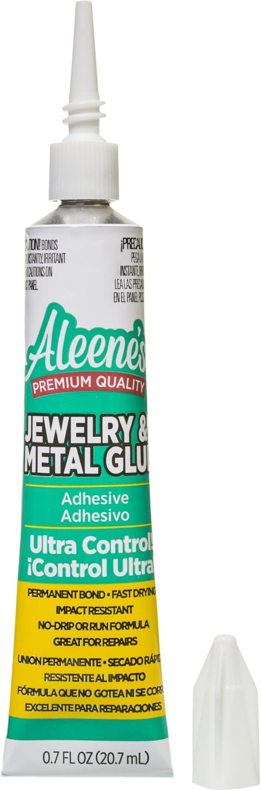 Aleene's 21709 Jewelry & Metal Glue, 0.7 oz - Instant Adhesive, Permanent Bond, Waterproof, Dries Clear, Ideal for Repairs