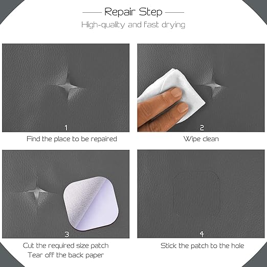 Leather Repair Patch 36X79 inch Large Self-Adhesive Leather Repair Tape, Reupholster Leather Patches for Furniture Couch Chairs Car Seat (Grey, 36x79 inch)