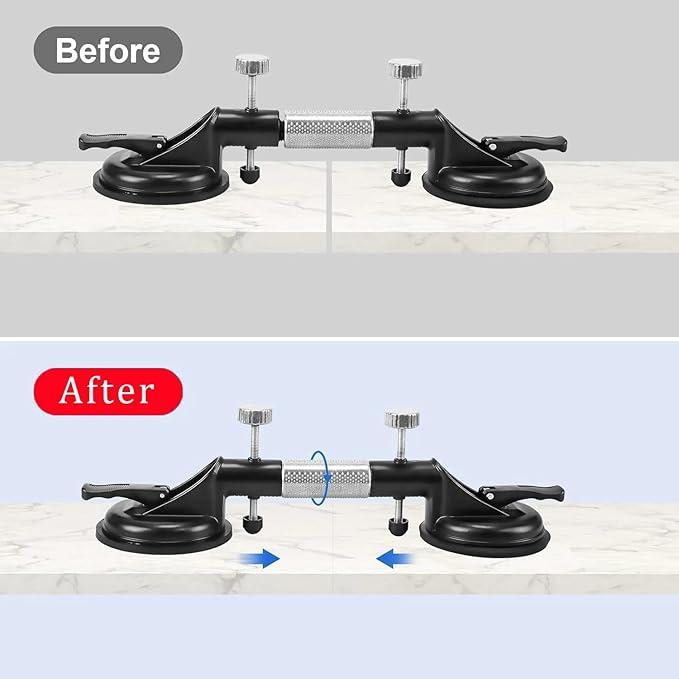Laminate Floor Gap Fixer Tool - Professional Countertop Alignment Clamps with Adjustable Vacuum Suction - Seam Setter & Gap Repair Tool for Granite, Marble, Stone Slab & Glass (Yellow)