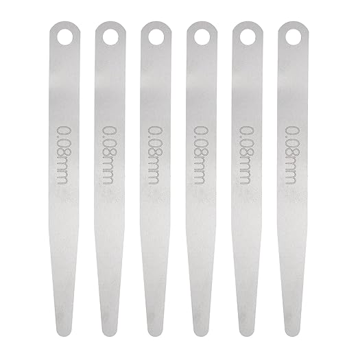 HARFINGTON 6pcs Metric Thickness Feeler Gauge 0.08mm Single Blade Oval Feeler Gauge 304 Stainless Steel Gap Measuring Tool for Repair Valve Guitar Spark Plug