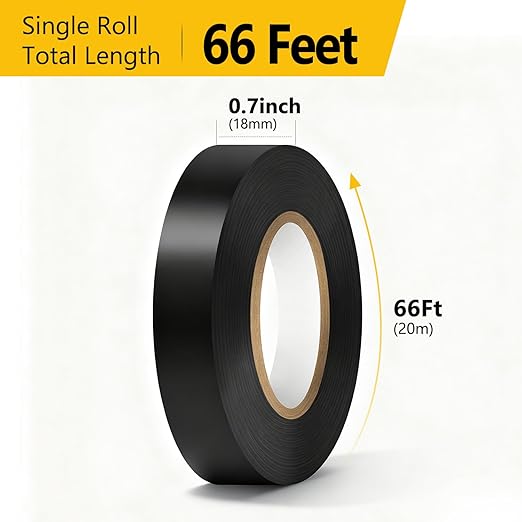 Eliamo 20 Pack Black Electrical Tape, 0.75 inch Wide x 66FT Long, Waterproof, Flame Retardant, High Temp Insulating Tape for Home, Industrial & DIY Repairs