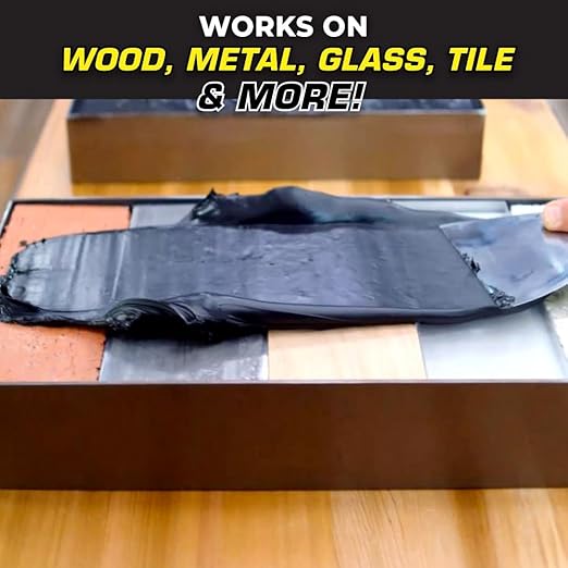 Flex Paste, Waterproof Paintable Putty, Spackle Sealant, Fill Gaps Cracks Holes - Block Out Water and Air - UV Resistant - Walls, Drywall, EPDM, Concrete, Roof, RV Repairs, Black, Quart