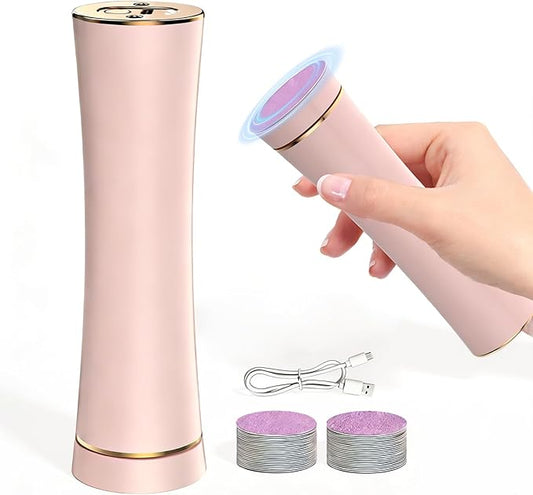 2026 Upgraded Electric Foot Callus Remover, 3-Speed Ergonomic Rechargeable Pedicure Tool for Dry Skin, Cracked Heels, Dead Skin & Calluses, 20 Disposable Sandpaper Discs - Pink