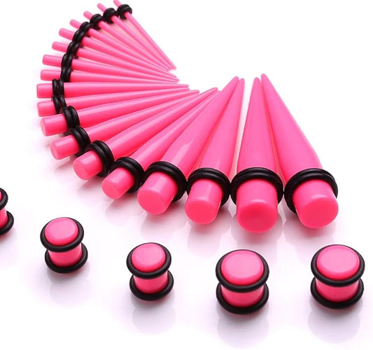 JieyueJewelry 50/54 Pieces Ear Stretching Kit 14G-00G Acrylic Tapers and Plugs + Silicone Tunnels - Ear Gauges Expander Set Body Piercing Jewelry
