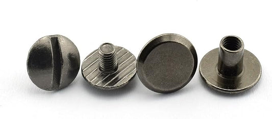 LQ Industrial 15 Sets Chicago Screw Round Slotted Head Carbon Steel Binding Screws Rivet Book Binding DIY Leather Craft Assembly Bolt 1/4" Black