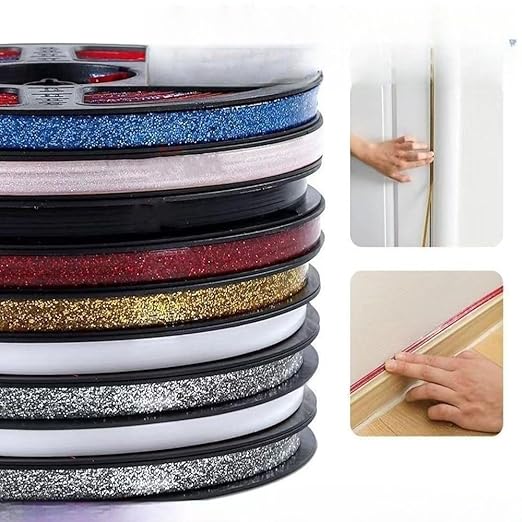 Ceramic Tile Gap Tape, Self-Adhesive Wall Gap Caulk Tape, 19.7Ft Caulking Strip Decorative Sealing Tape for Bathroom, Toilet, Bathtub and Kitchen (Gold)