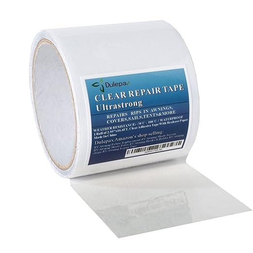Dulepax Tent Repair Tape,Ultrastrong Awning Repair Tape,Boat Covers Repair,Double Layer RV Covers Repair Kit,Tarp Repair,Canvas Pctch Kit,Sail Tape 1 Roll of 16.4' x 2.95"
