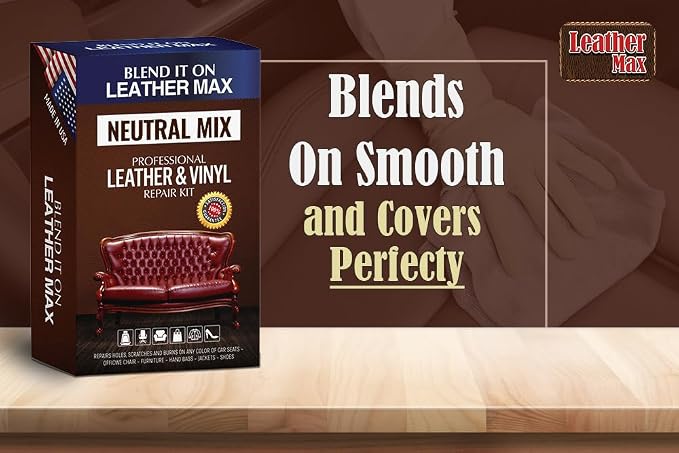 Blend It On XL Leather/Vinyl Repair Kit Now with 6 Ounces for Furniture, Jacket, Sofa, Car Seat, Boots, Easy Instructions to Match Colors, Restore Any Material No Mixing Chart Needed (Neutral Mix)