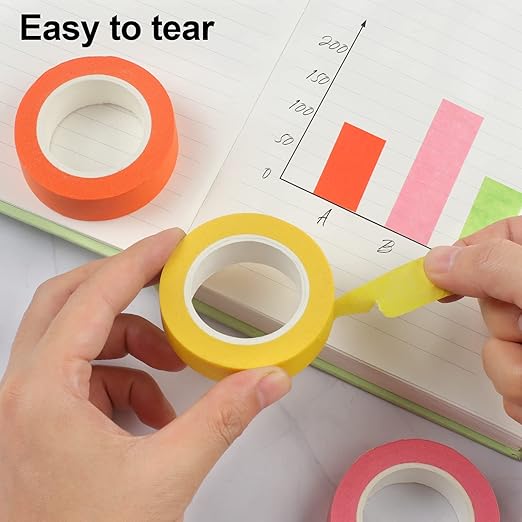 Guirnd 12PCS Colored Masking Tape, Kids Art Supplies, DIY Craft Tape, Colored Tape Rolls, Colored Painters Tape, 1.7cm x 12m (2/3In x 13Yards)
