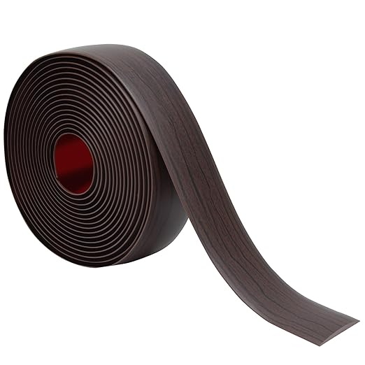 Floor Transition Strip 2" Self Adhesive Flat Vinyl Flooring Transitions Strip with Strong Backing Wood Grain 5cm, 20FT, Dark Walnut