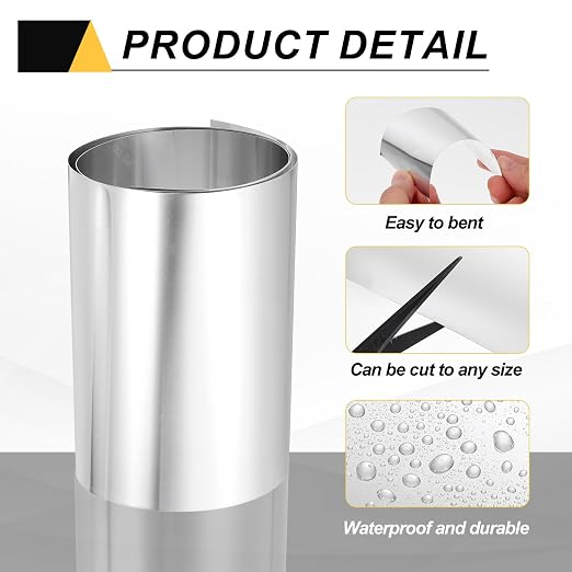 uxcell Aluminum Flashing Roll, 8in x 3.3ft Metal Roof Panels 0.6mm Waterproof Aluminum Sheet Roll for House Repair, Roof Flashing, Sealing Windows Doors, DIY Projects