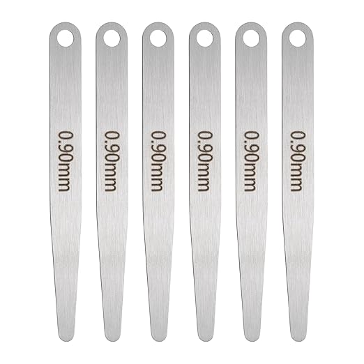 HARFINGTON 6pcs Metric Thickness Feeler Gauge 0.9mm Single Blade Oval Feeler Gauge 304 Stainless Steel Gap Measuring Tool for Repair Valve Guitar Spark Plug