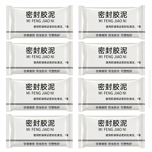Pack of 8 Waterproof White Sealing Putty - Sealing Clay Sealant Mastic Duct Seal Repalr Professlonal Strength Fast-Setting for Pipes, Wall Holes, Air Conditioning Hole, Drain Connectlon