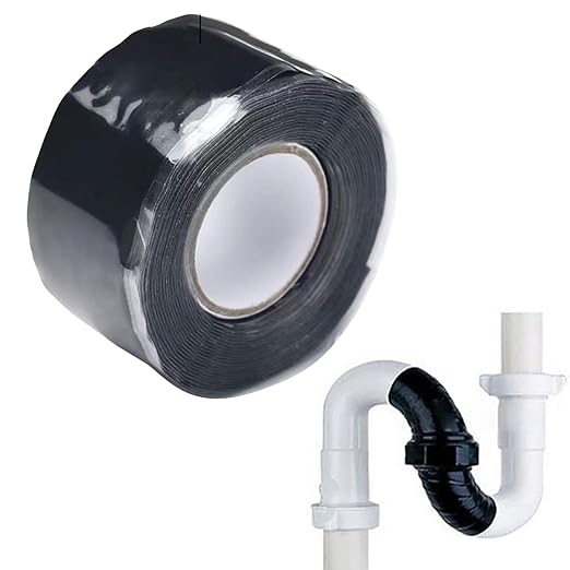 Black Silicone Repair Tape, Waterproof Pipe Sealing, Insulating Grip Tape for Cars, Pipes, Hoses, 1 Inch x 5 Feet